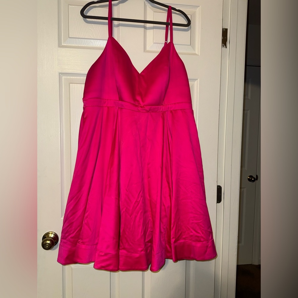 Torrid Hot Pink Satin Spaghetti Strap Party Dress size 20